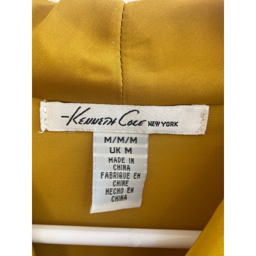 Kenneth Cole Mustard Yellow Silky Satin New York Cowl Neck Blouse M - Picture 2 of 7